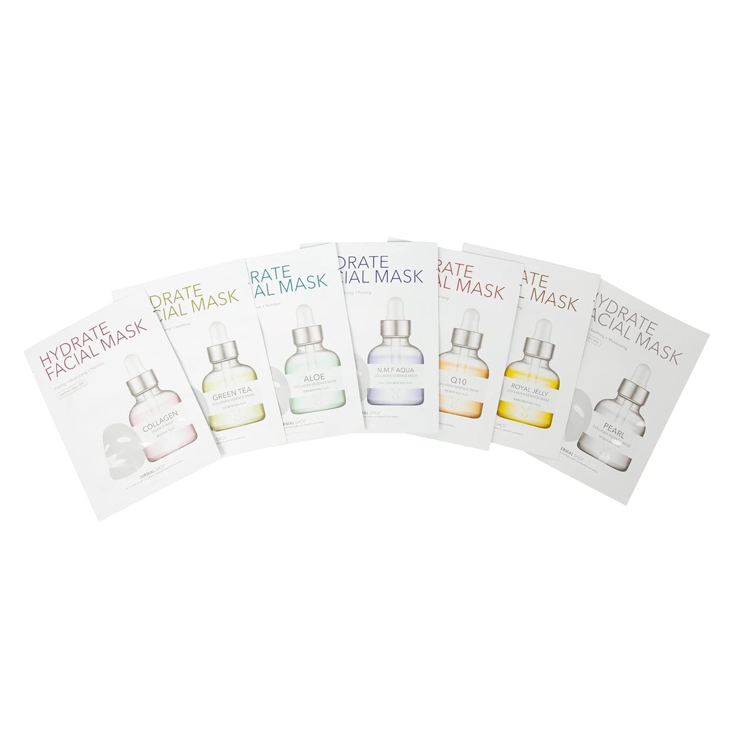 Dermal Shop Hydrate Facial Mask - 7 Masks for Daily Use - Skincare Sheet for Oily, Dry, Sensitive Skin - Anti Aging Full Face Mask - Moisturize & Tighten Your Skin