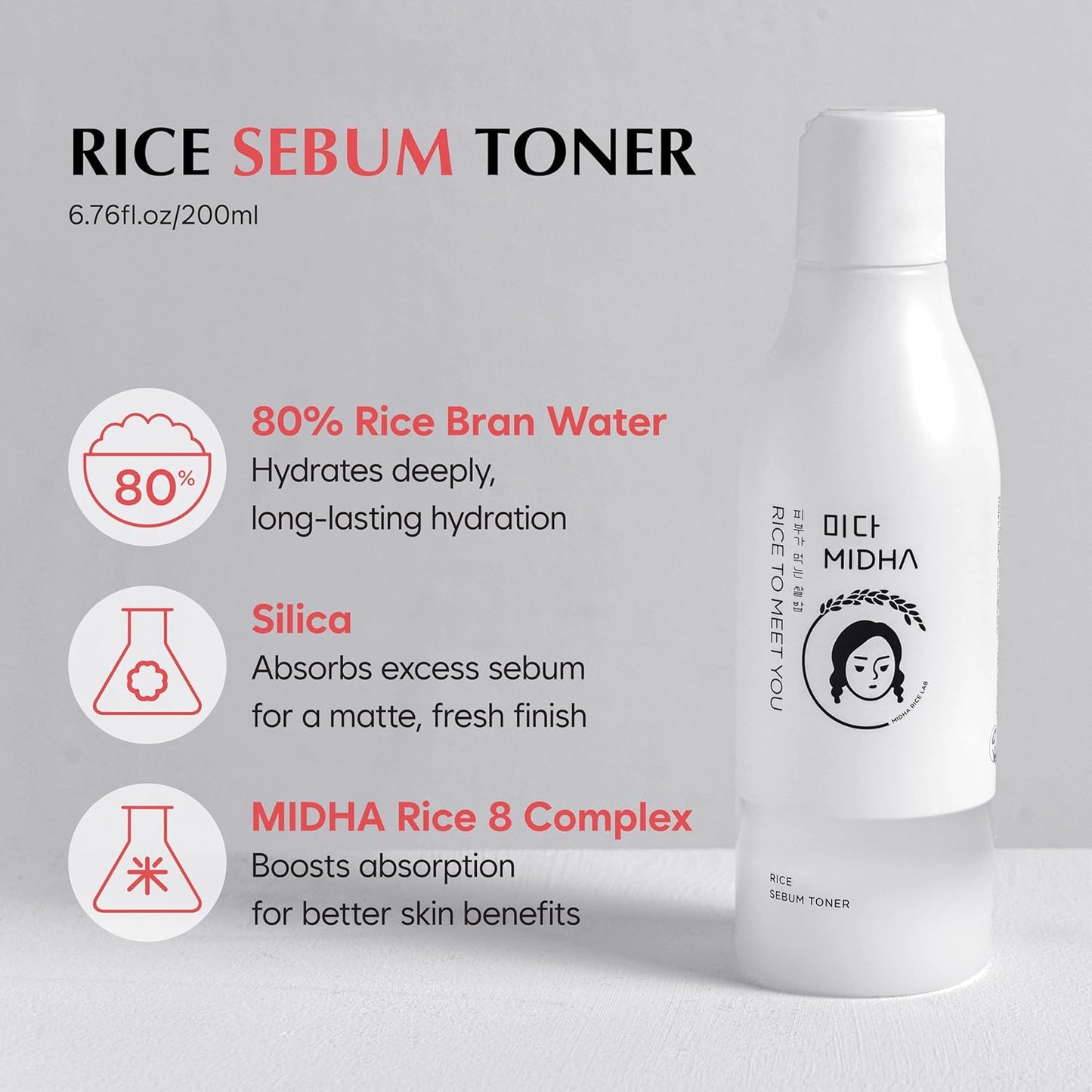MIDHA Rice Sebum Toner,6.76fl.oz/200ml,
