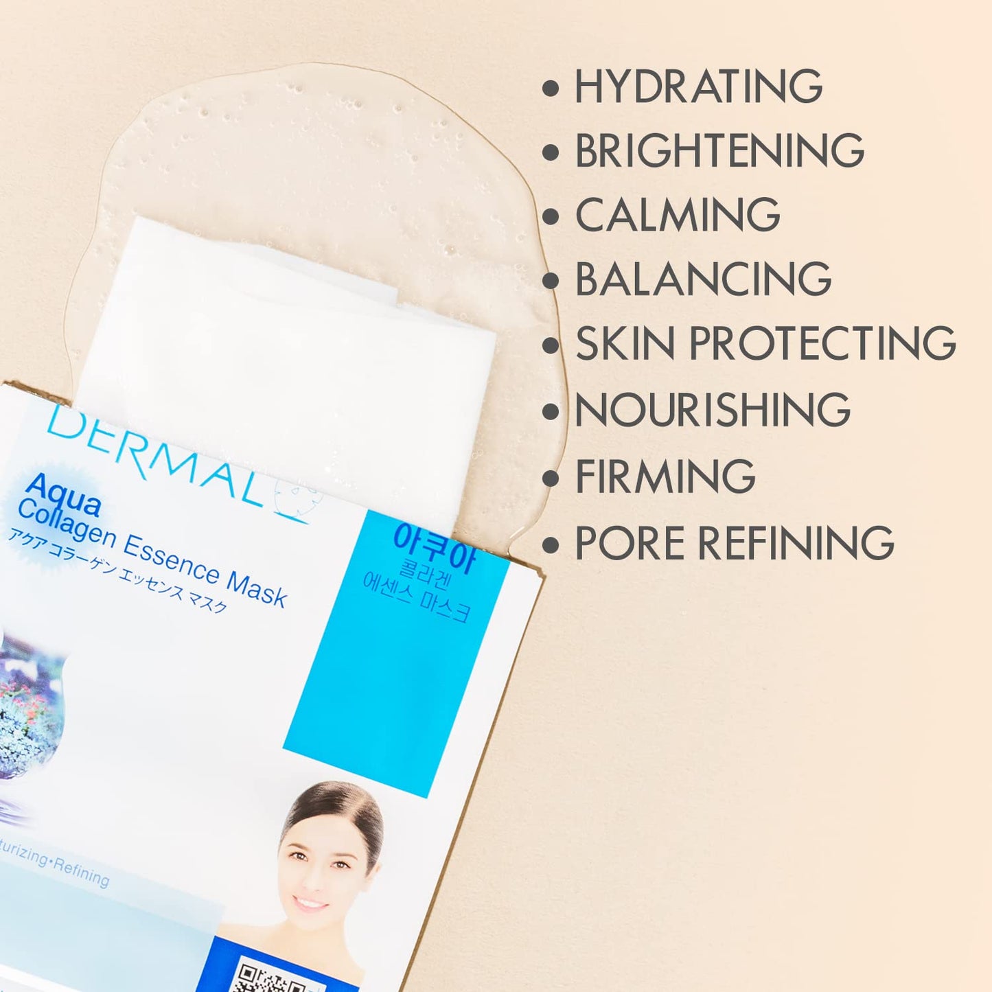 DERMAL 12 Combo Pack Collagen Essence Korean Face Mask Best Value Set - Hydrating & Soothing Facial Mask with Panthenol - Hypoallergenic Sheet Mask for All Skin Types - Natural Home Spa Treatment Mask