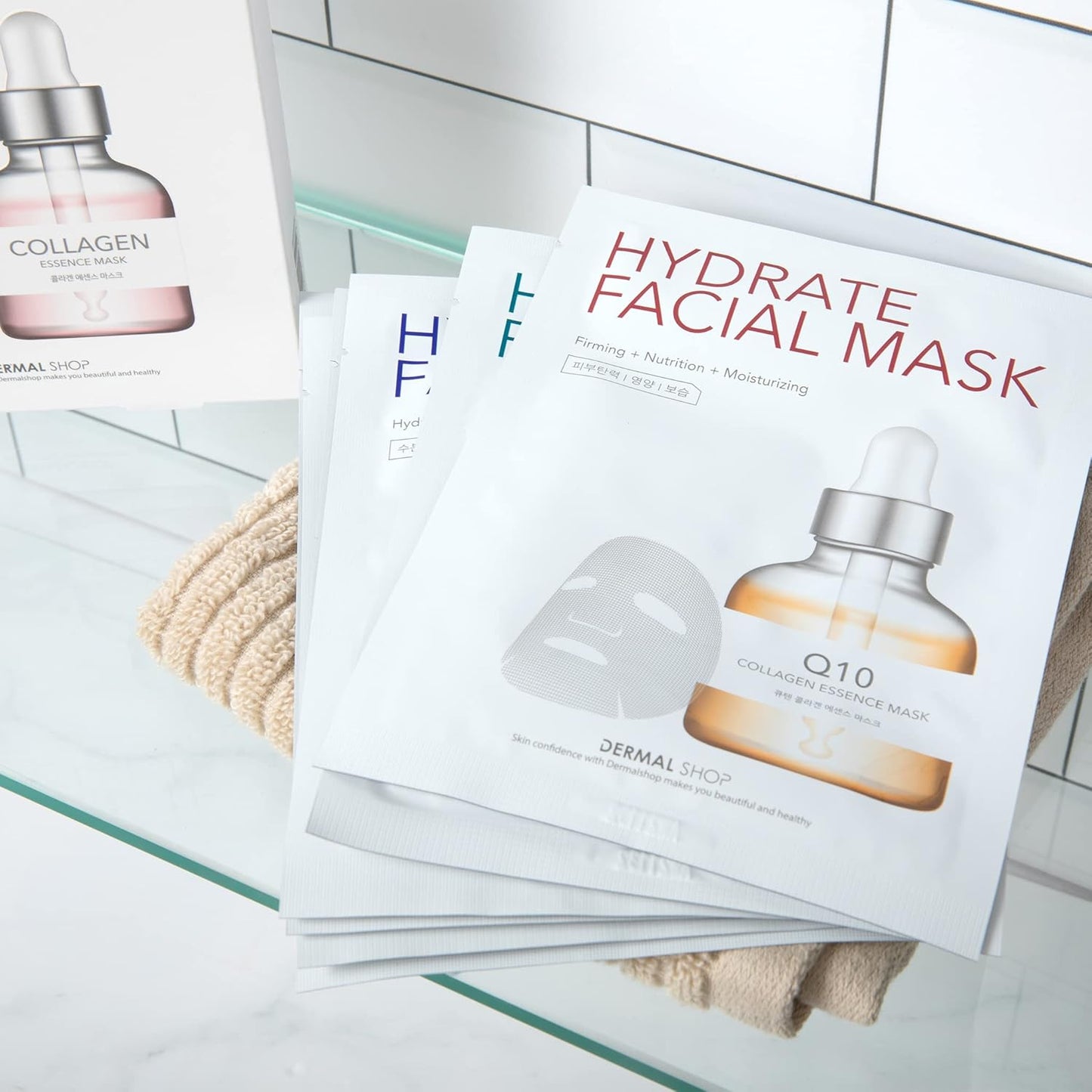 Dermal Shop Hydrate Facial Mask - 7 Masks for Daily Use - Skincare Sheet for Oily, Dry, Sensitive Skin - Anti Aging Full Face Mask - Moisturize & Tighten Your Skin