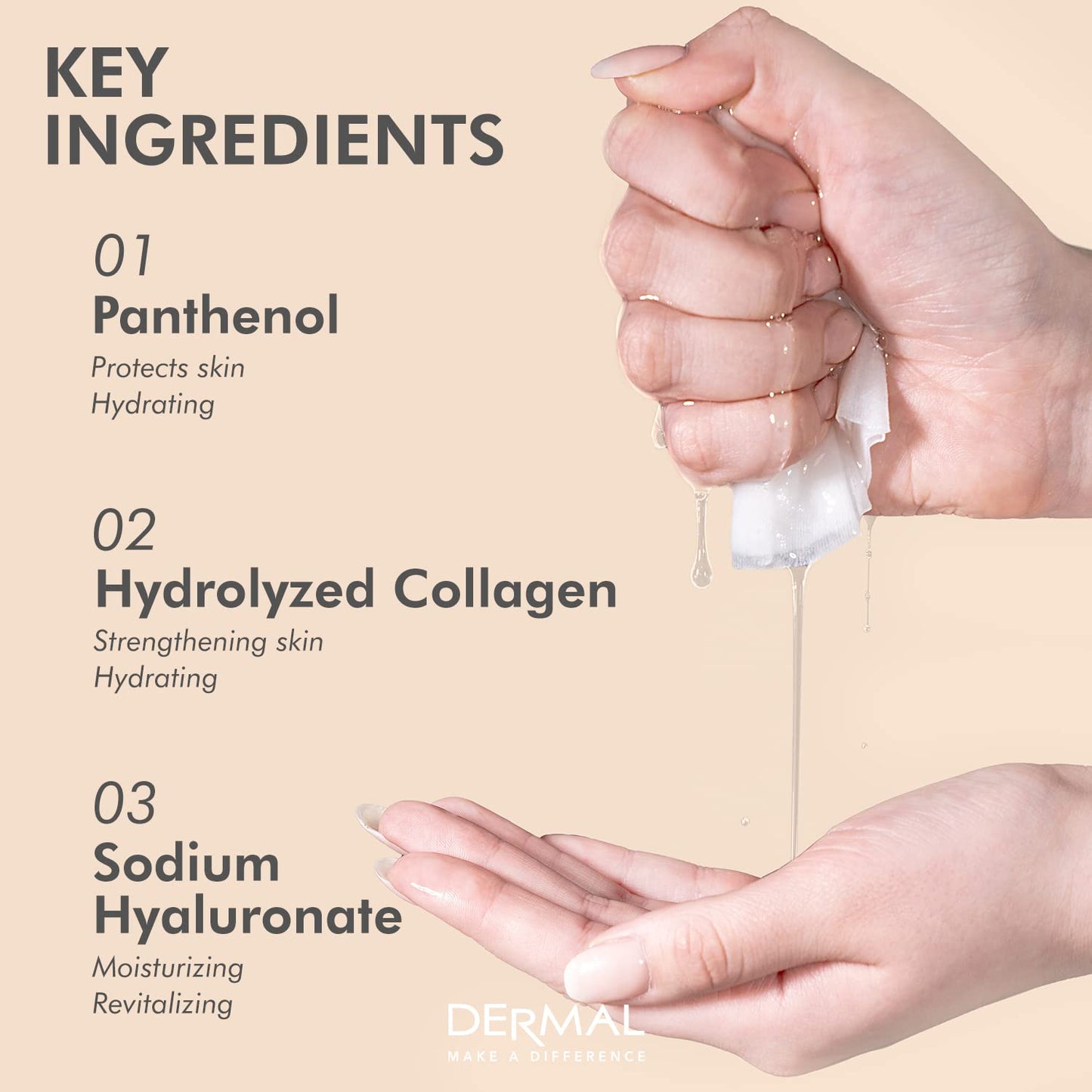 DERMAL 12 Combo Pack Collagen Essence Korean Face Mask Best Value Set - Hydrating & Soothing Facial Mask with Panthenol - Hypoallergenic Sheet Mask for All Skin Types - Natural Home Spa Treatment Mask