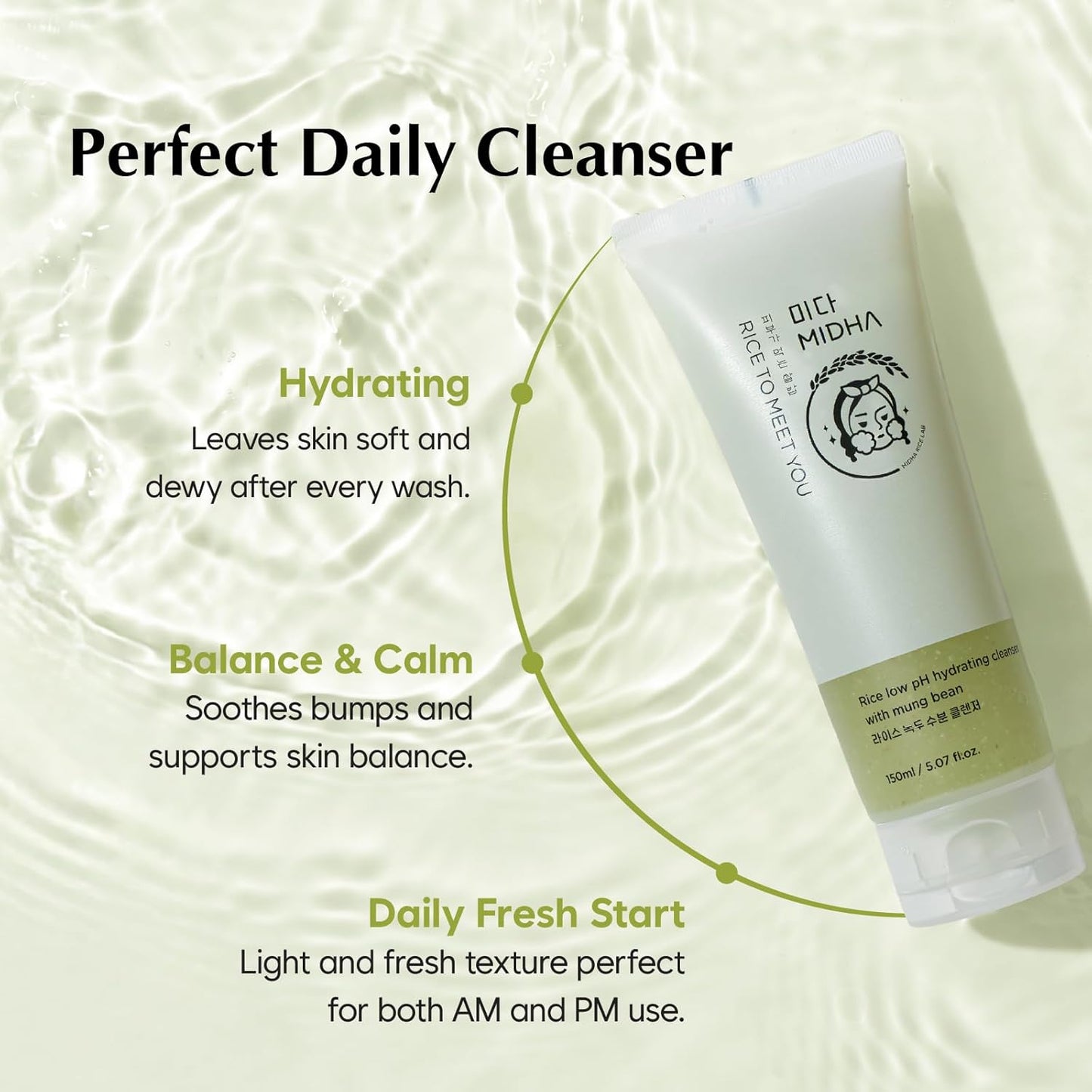 MIDHA Low pH Rice Gentle Cleanser with Mung Bean