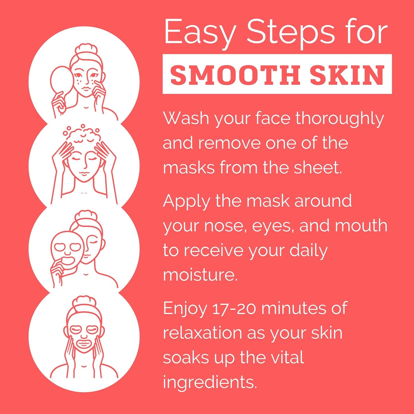 Dermal Shop Hydrate Facial Mask - 7 Masks for Daily Use - Skincare Sheet for Oily, Dry, Sensitive Skin - Anti Aging Full Face Mask - Moisturize & Tighten Your Skin