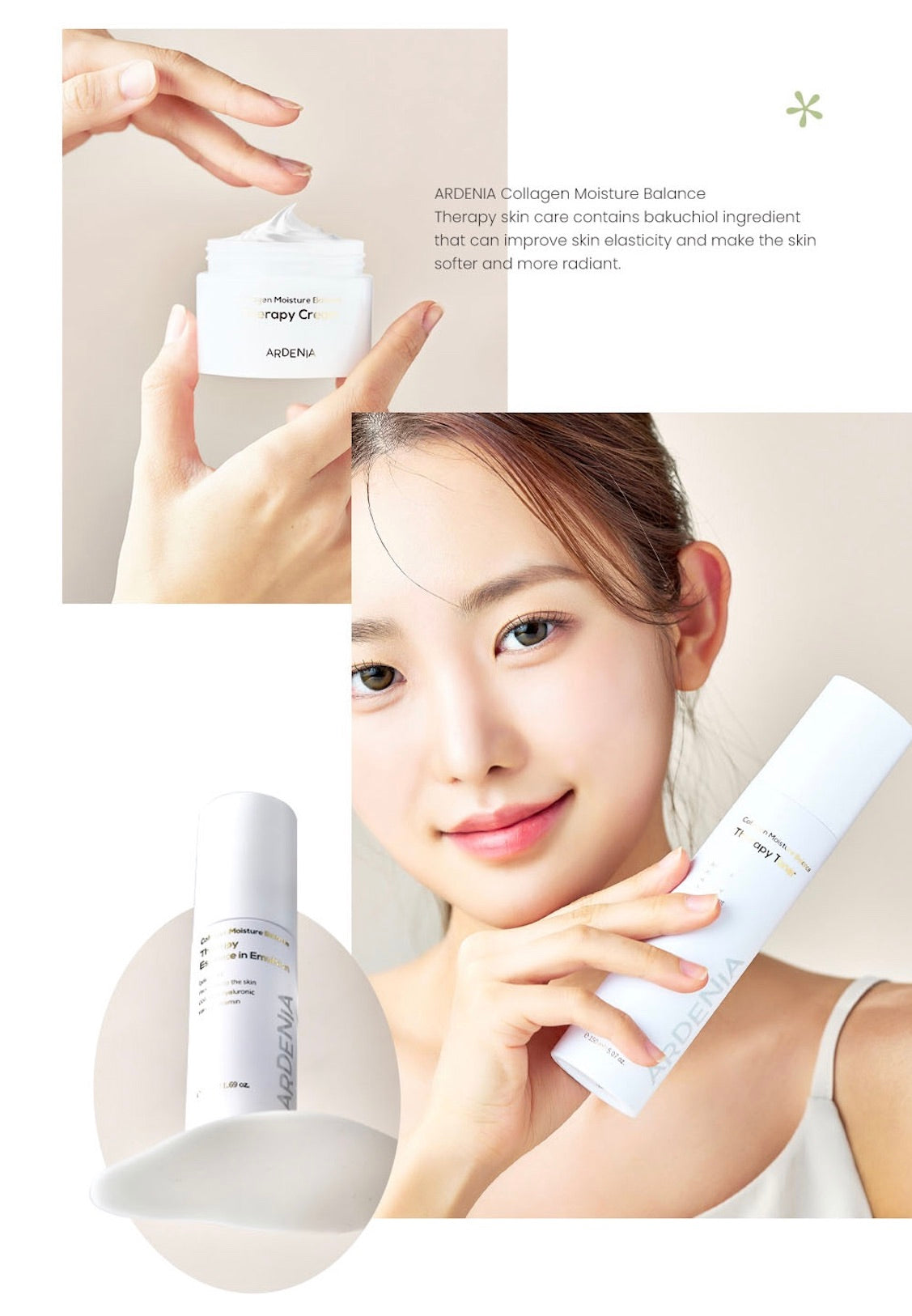 Adenia Collagen Moisture Balance Therapy Toner, serum & Cream 3 Pcs Set
