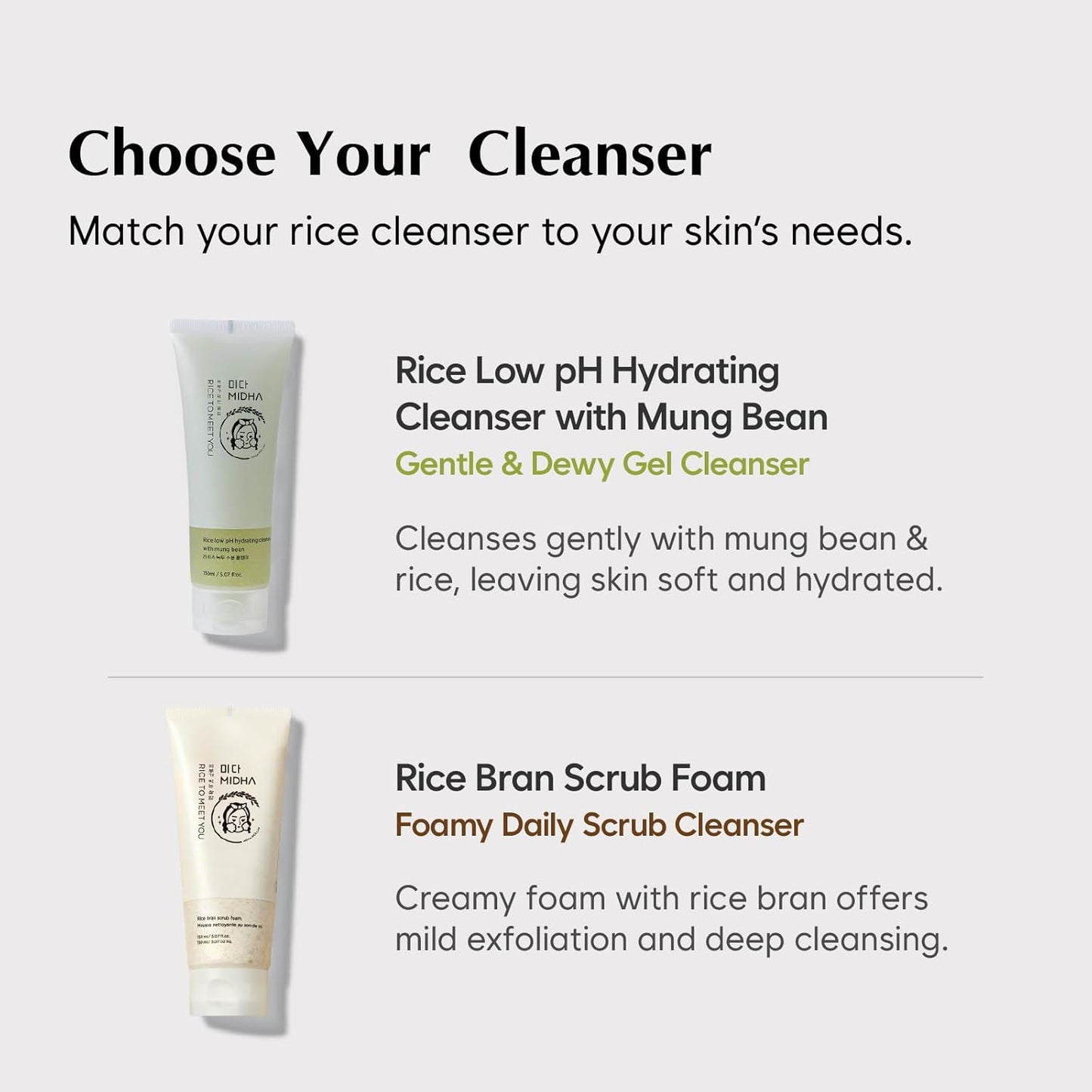 MIDHA Low pH Rice Gentle Cleanser with Mung Bean