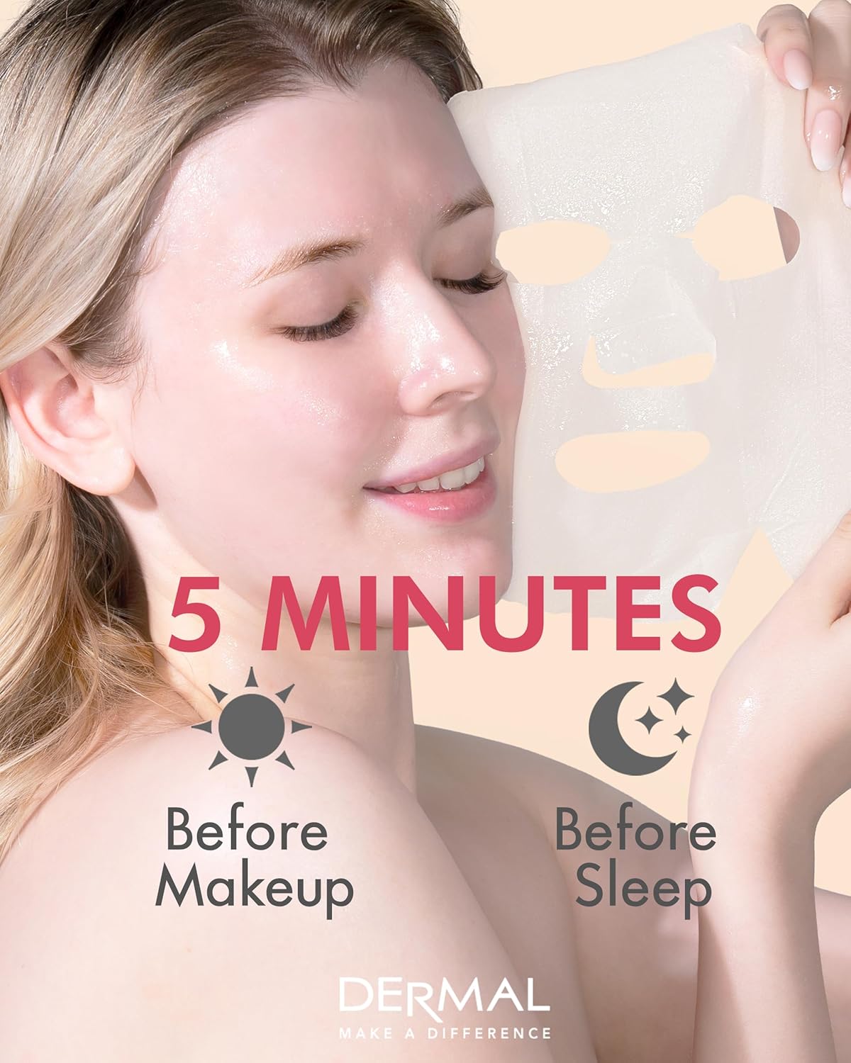 DERMAL Acerola Collagen Essence Facial Mask Sheet 23g Pack of 10