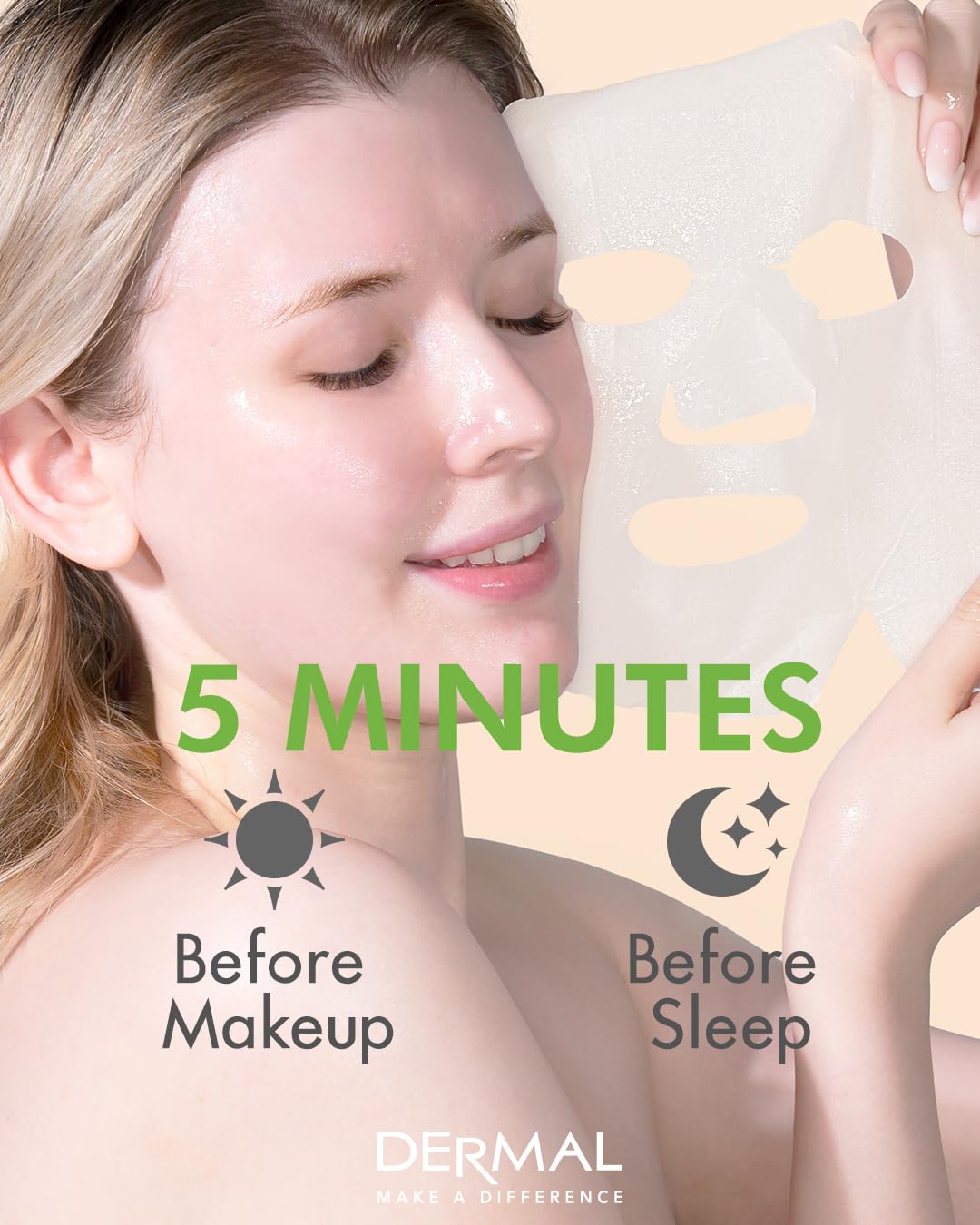 DERMAL Cucumber Collagen Essence Facial Mask Sheet 23g Pack of 10