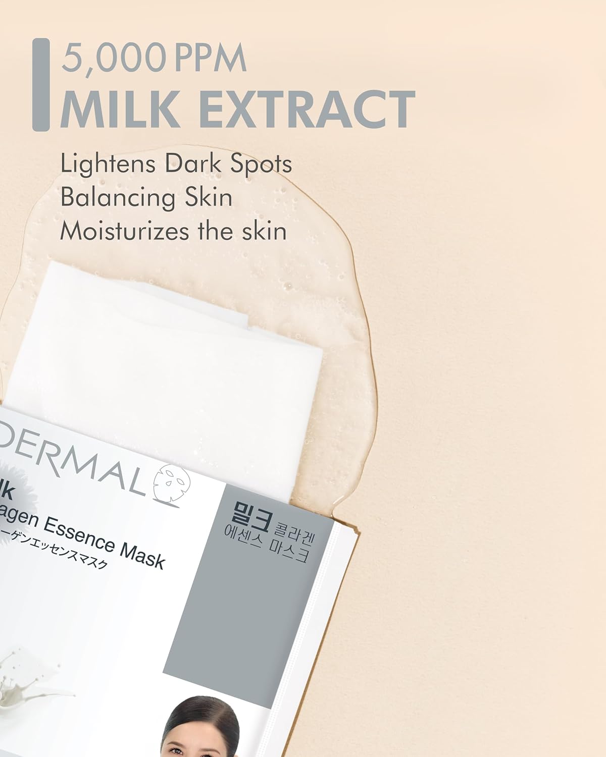 DERMAL Milk Collagen Essence Facial Mask Sheet 23g Pack of 10