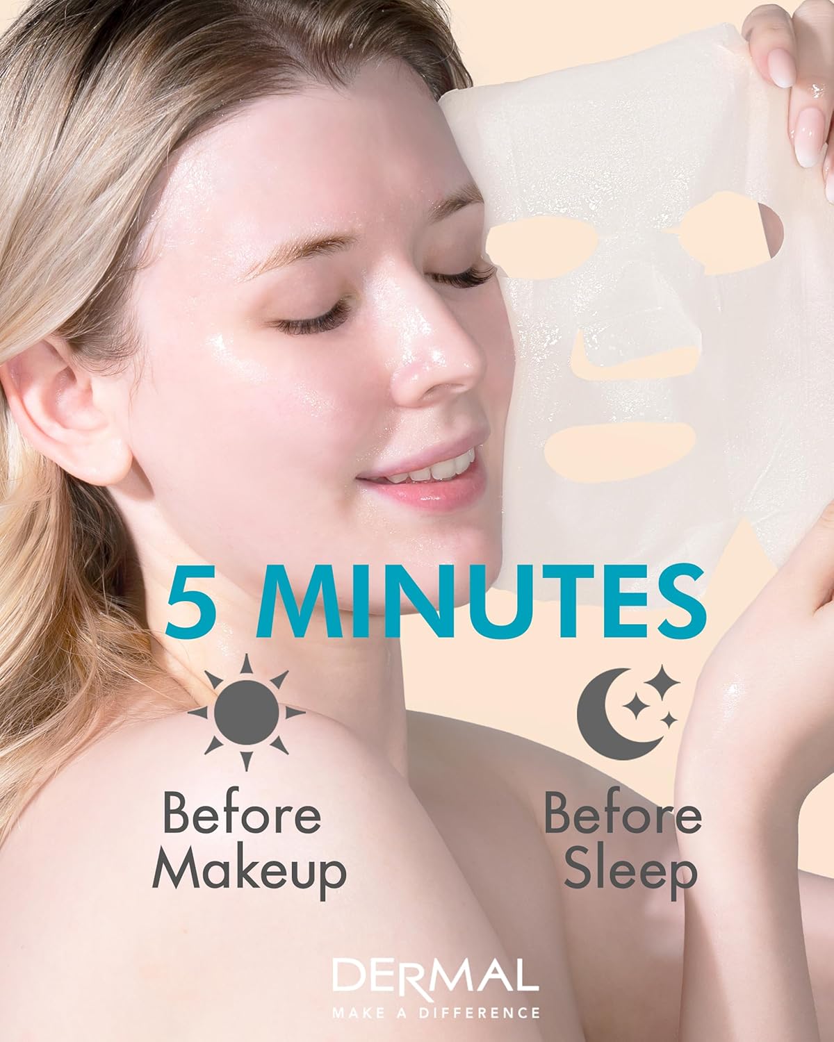 DERMAL Seaweed Collagen Essence Full Face Facial Mask Sheet 23g of 10