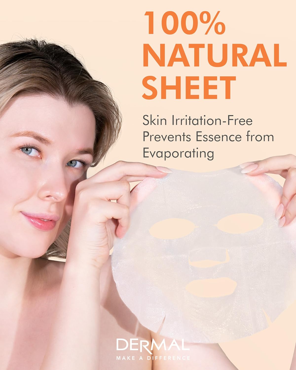 DERMAL Apricot Collagen Essence Korean Facial Mask Sheet 23g Pack of 10