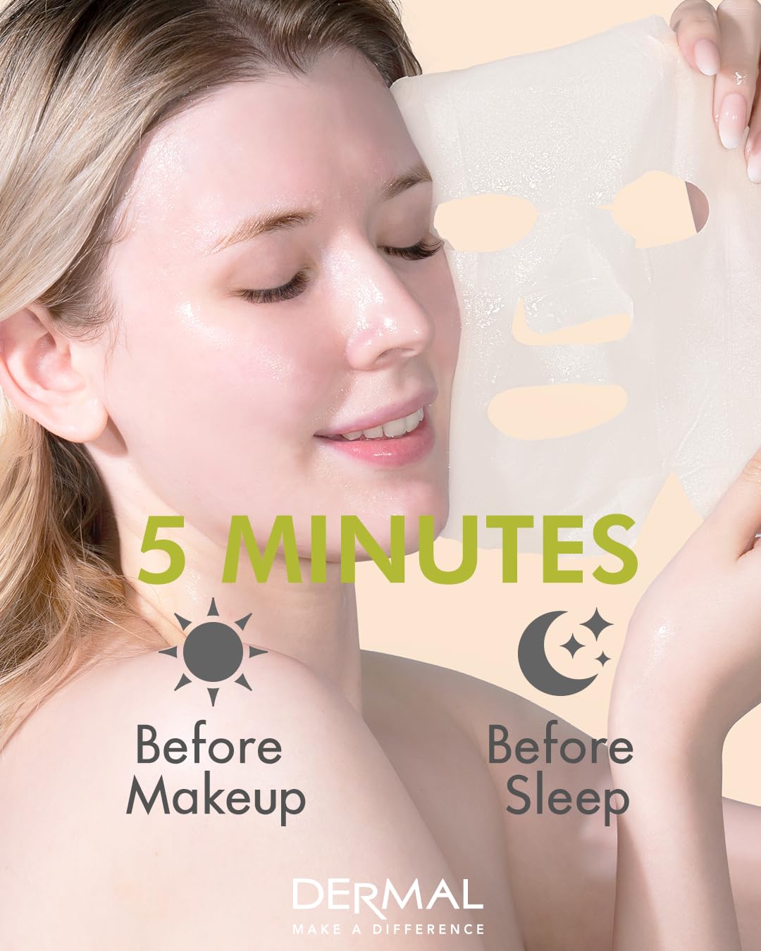 DERMAL Bamboo Collagen Essence Facial Mask Sheet 23g Pack of 10