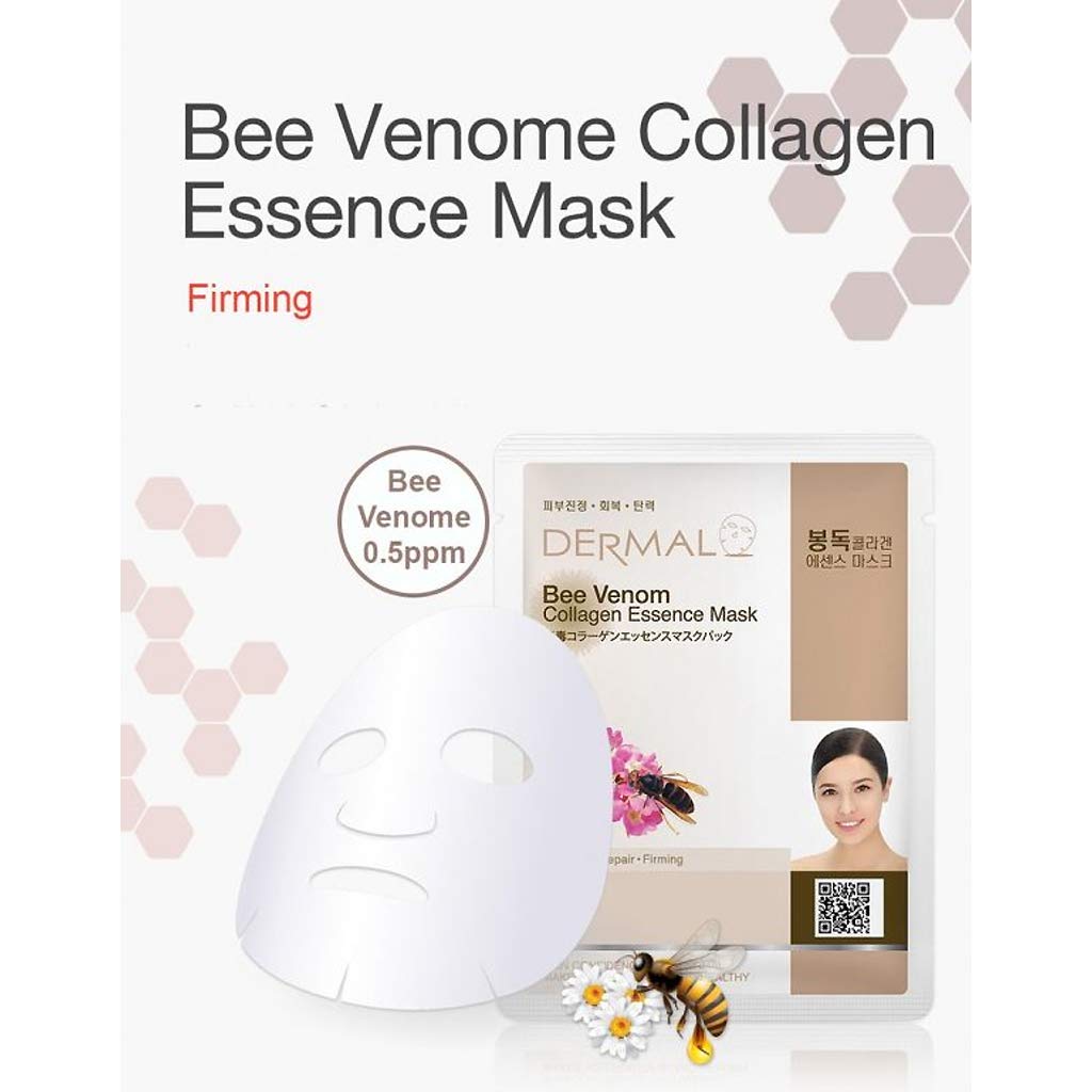 DERMAL Bee Venom Collagen Essence Korean Facial Mask Sheet 23g Pack of 10