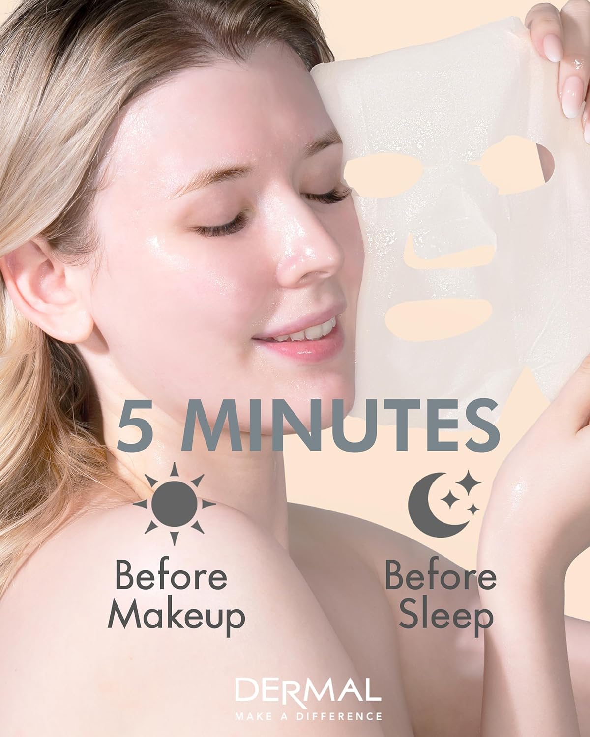 DERMAL Charcoal Collagen Essence Korean Facial Mask Sheet 23g Pack of 10