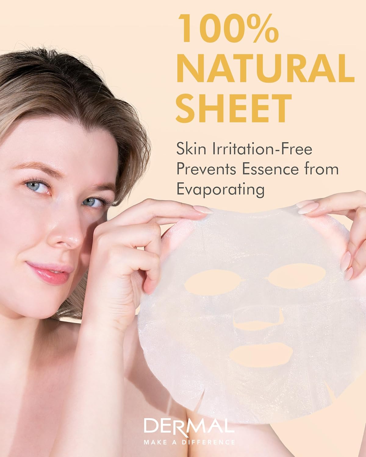DERMAL Rose Collagen Essence Facial Mask Sheet 23g Pack of 10