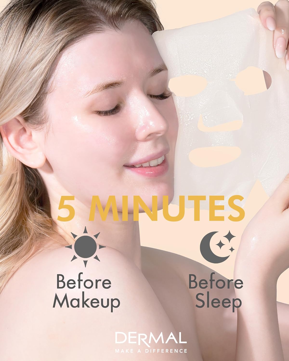 Deram Vitamin Collagen Essence Face Mask Sheet 23g Pack of 10