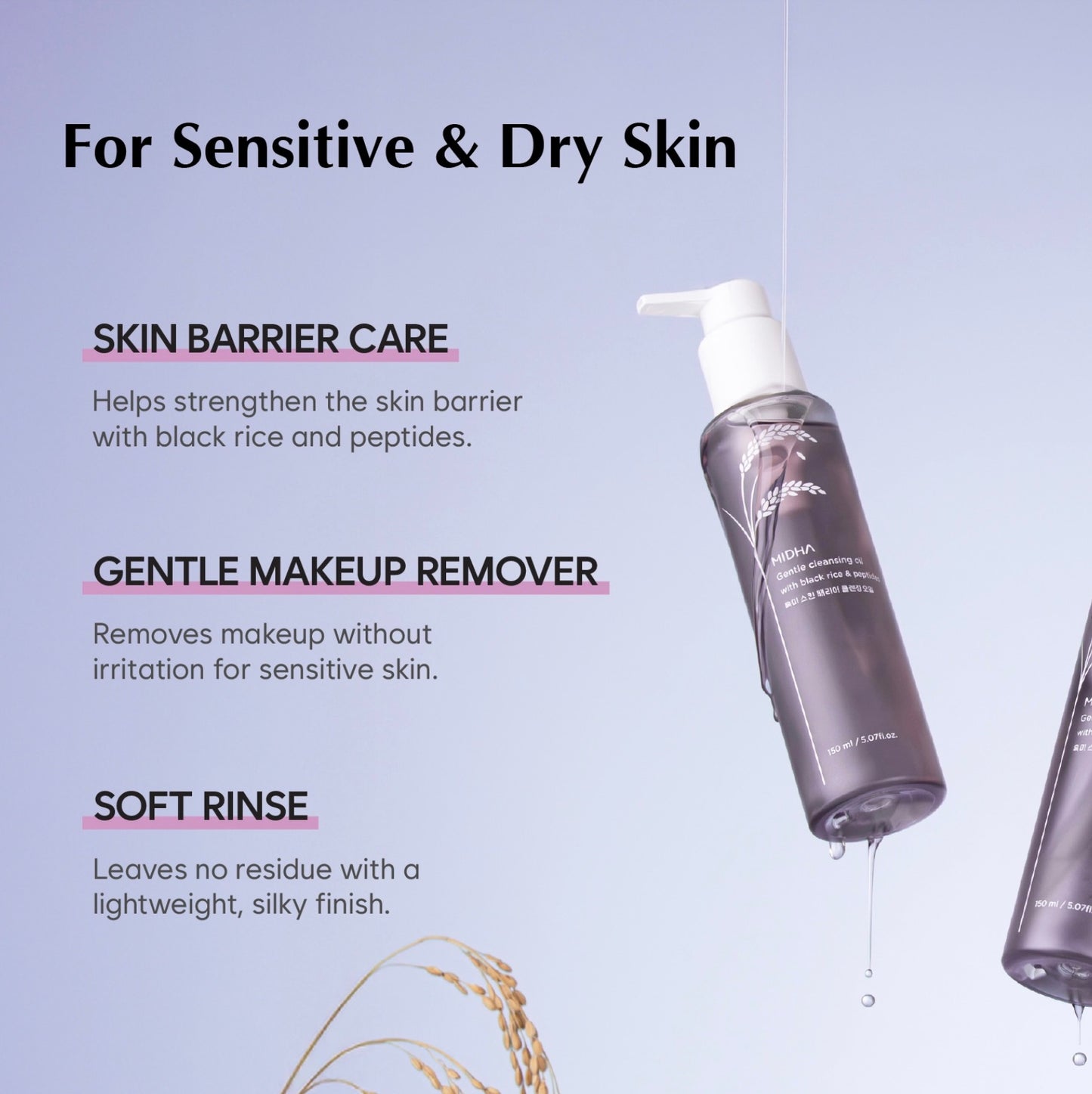 MIDHA Gentle Cleansing Oil With black rice & peptides