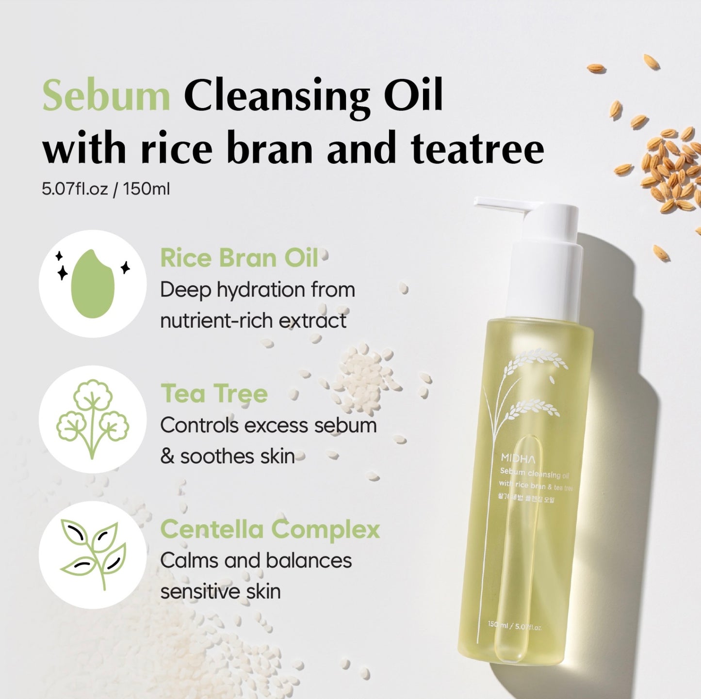 MIDHA Sebum Cleansing Oil With rice bran & tea tree