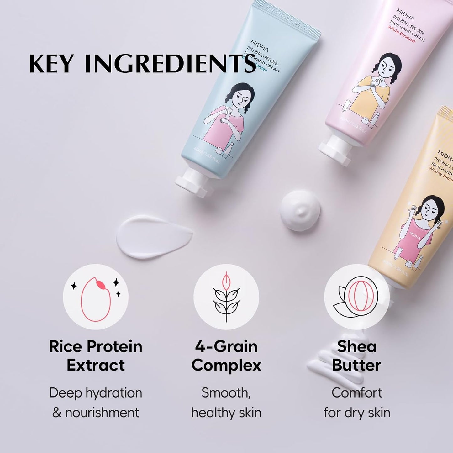 MIDHA Rice Hand Cream Set, 1.35fl.oz/40ml