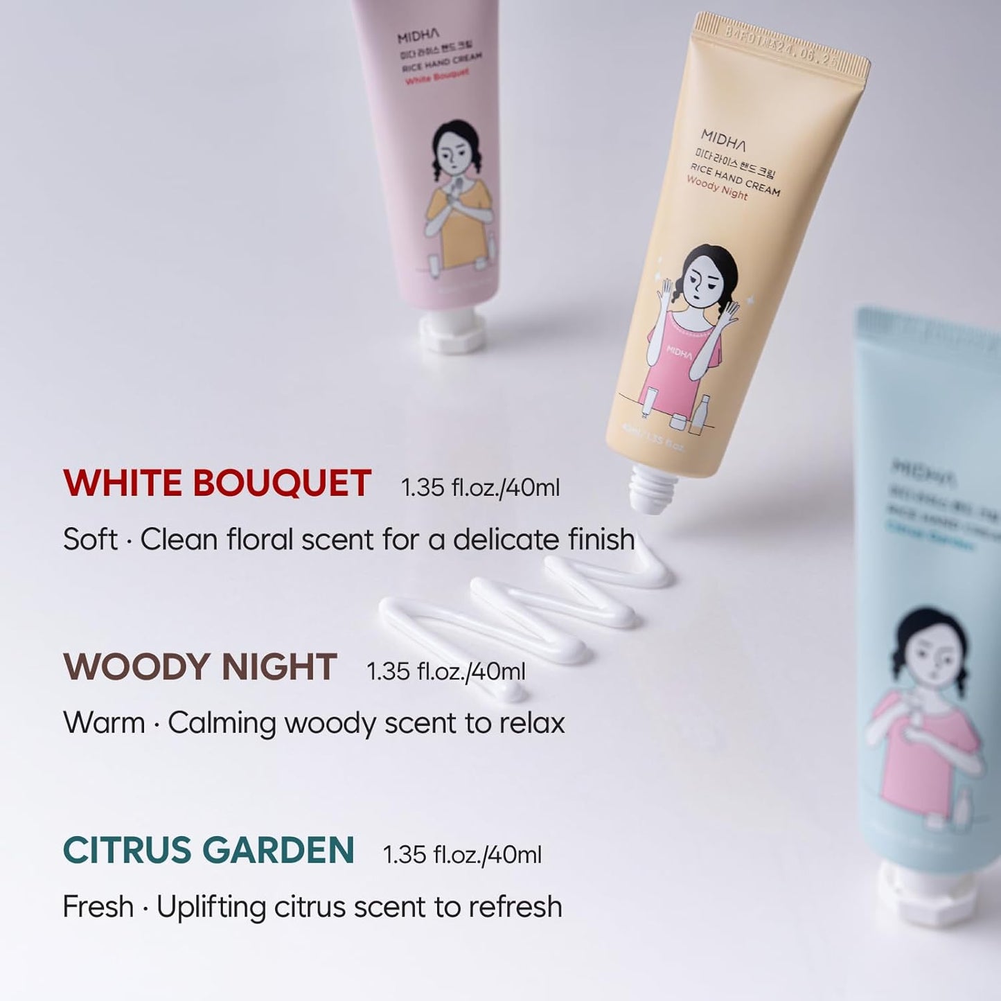 MIDHA Rice Hand Cream Set, 1.35fl.oz/40ml