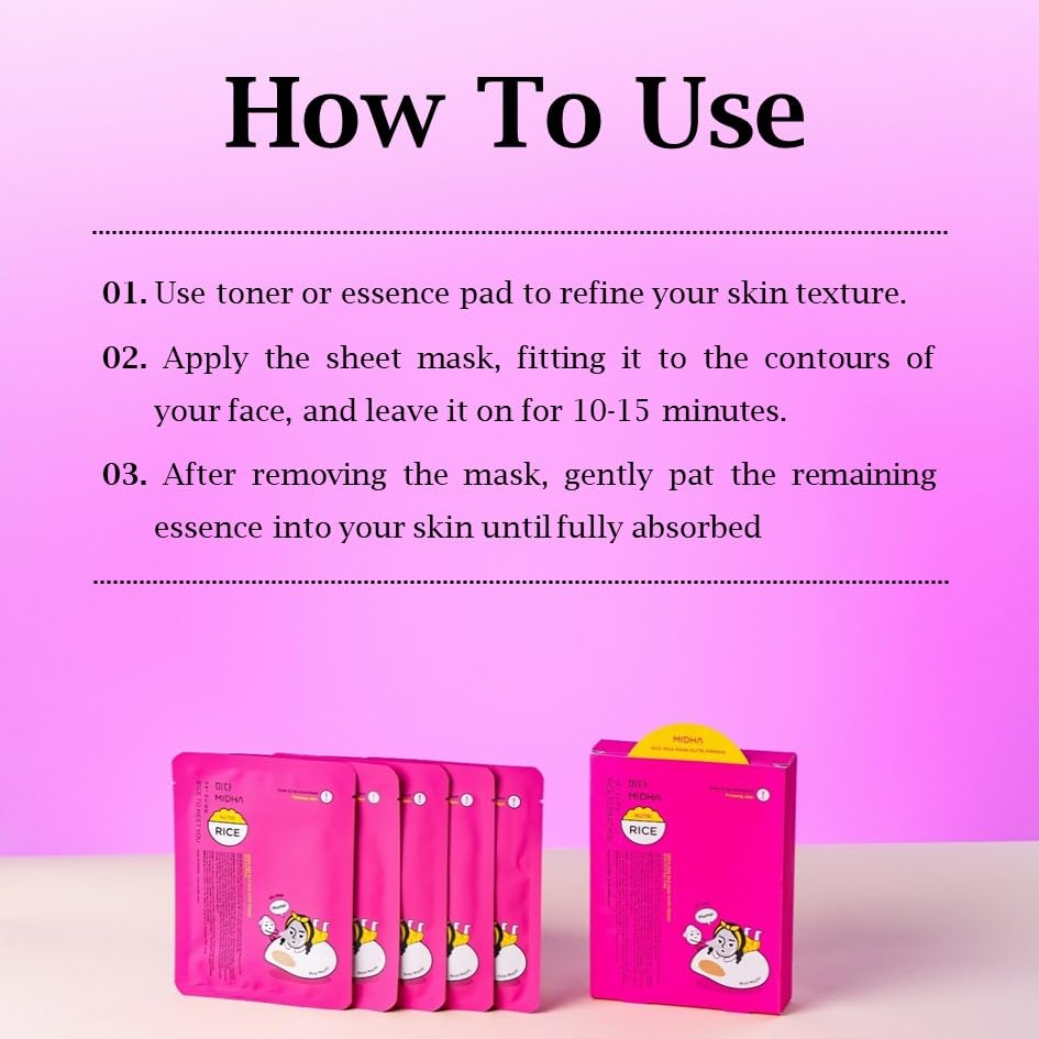 MIDHA Rice Milk Mask Nutri Firming, nourishing and firming facial sheet mask 5ea 1Pack