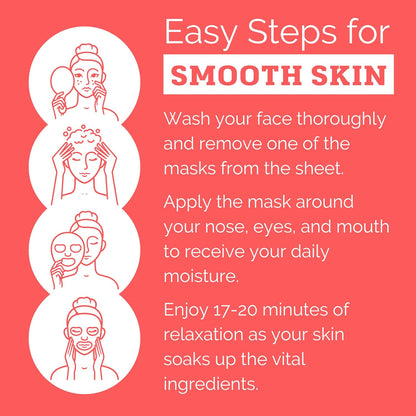 Dermal Shop Hydrate Facial Mask - 7 Masks for Daily Use - Skincare Sheet for Oily, Dry, Sensitive Skin - Anti Aging Full Face Mask - Moisturize & Tighten Your Skin