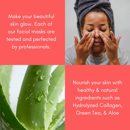 Dermal Shop Hydrate Facial Mask - 7 Masks for Daily Use - Skincare Sheet for Oily, Dry, Sensitive Skin - Anti Aging Full Face Mask - Moisturize & Tighten Your Skin