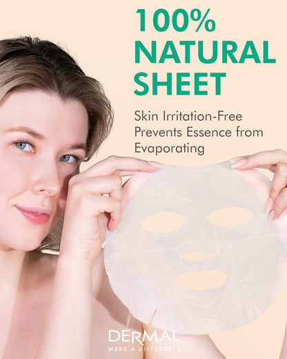 DERMAL Green Tea Collagen Essence Facial Mask Sheet 23g Pack of 10