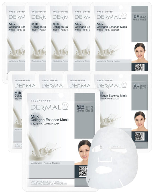 DERMAL Milk Collagen Essence Facial Mask Sheet 23g Pack of 10