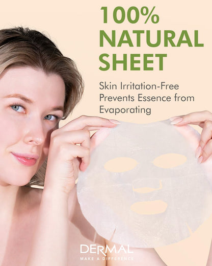 DERMAL Olive Collagen Essence Korean Facial Mask Sheet 23g Pack of 10