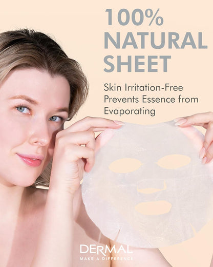 DERMAL Platinum Collagen Essence Face Facial Mask Sheet 23g Pack of 10