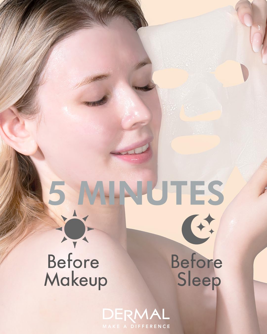 DERMAL Platinum Collagen Essence Face Facial Mask Sheet 23g Pack of 10