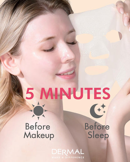 DERMAL Pomegranate Collagen Korean Facial Mask Sheet 23g Pack of 10