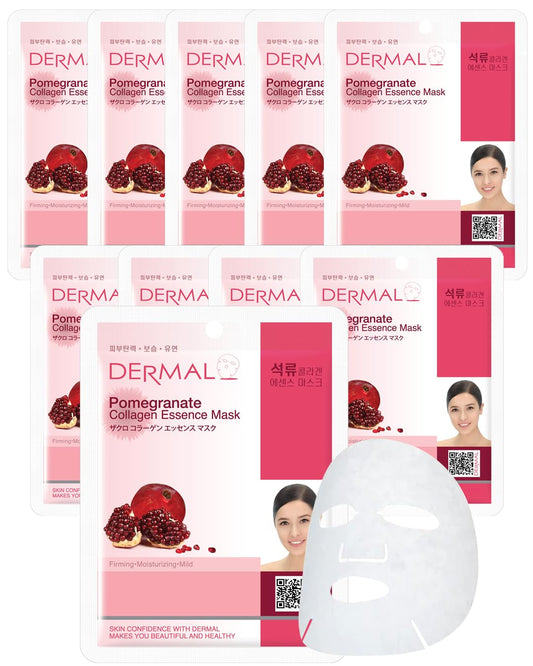 DERMAL Pomegranate Collagen Korean Facial Mask Sheet 23g Pack of 10