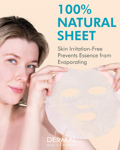 DERMAL Seaweed Collagen Essence Full Face Facial Mask Sheet 23g of 10