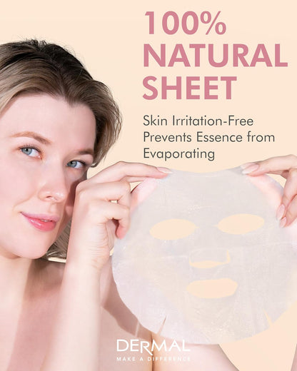 DERMAL Wine Collagen Essence Facial Mask Sheet 23g Pack of 10