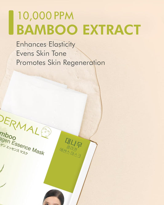 DERMAL Bamboo Collagen Essence Facial Mask Sheet 23g Pack of 10