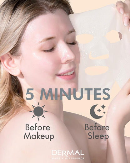 DERMAL Charcoal Collagen Essence Korean Facial Mask Sheet 23g Pack of 10