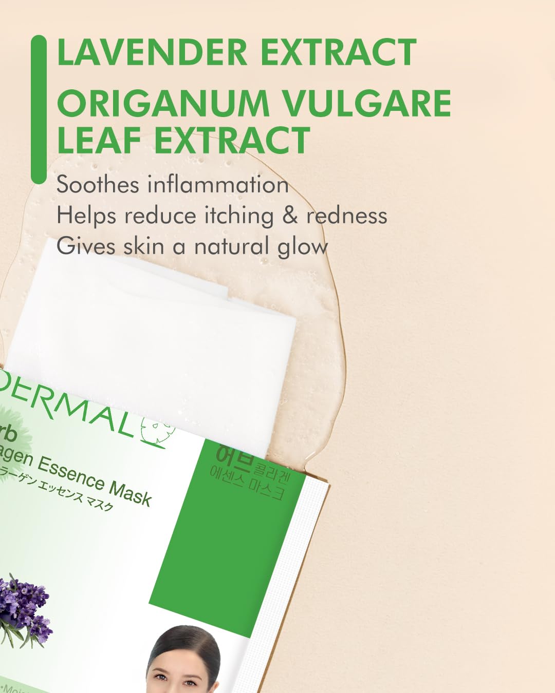 DERMAL Herb Collagen Essence Facial Mask Sheet 23g Pack of 10