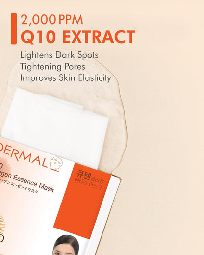 DERMAL Q10 Collagen Essence Facial Mask Sheet 23g Pack of 10