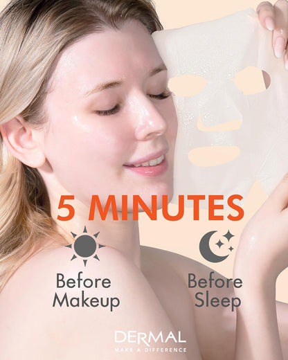 DERMAL Q10 Collagen Essence Facial Mask Sheet 23g Pack of 10