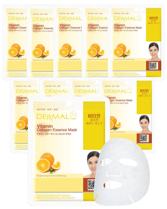 Deram Vitamin Collagen Essence Face Mask Sheet 23g Pack of 10