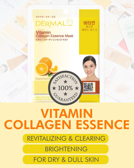 Deram Vitamin Collagen Essence Face Mask Sheet 23g Pack of 10