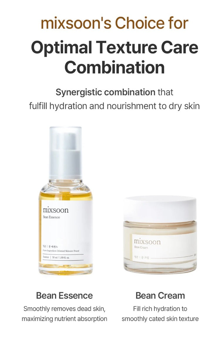 mixsoon Bean Glass Skin Duo Bean Essence 50ml + Bean Cream 50ml 3.38 Fl. Oz / 100ml Glass Skin Care